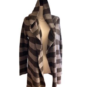 Vince Brown Striped Cardigan Open Front Wool Blend Sweater Medium